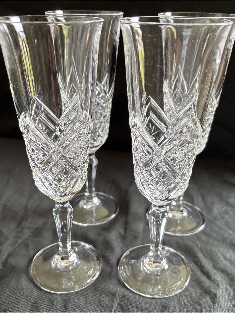 VTG Cristal d’Arques “Altesse” lead crystal champagne flutes set of 4 France